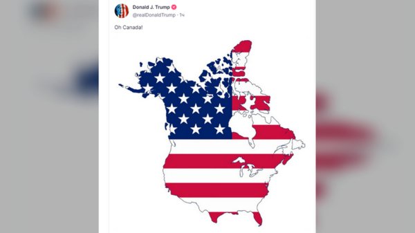 Trump posted a photo of the United States with Canada